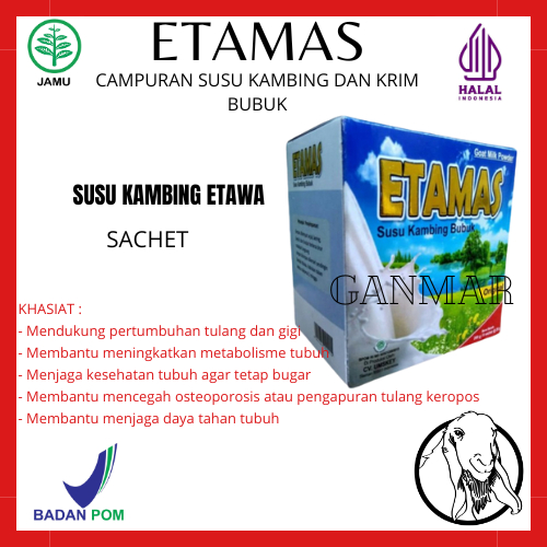 

Susu Kambing Etawa ETAMAS Isi 8 Sachet 200 gram Rasa Enak dan Bergizi Tinggi