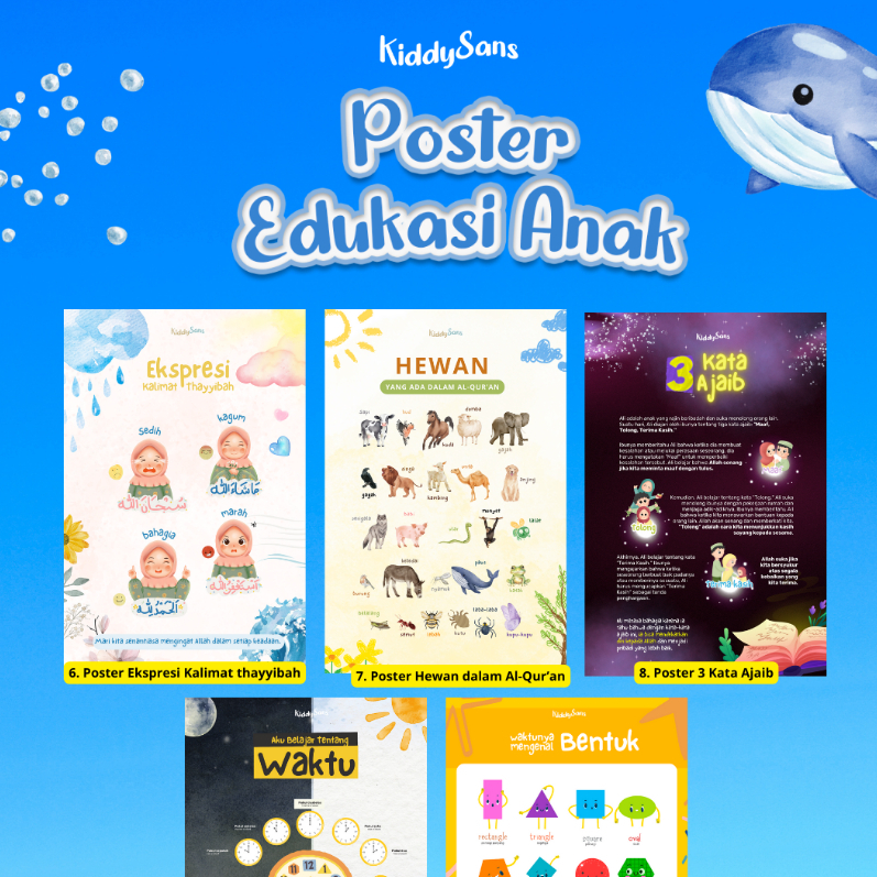 POSTER ANAK ALFABET, HEWAN, HIJAIYAH, TATA SURYA, EKSPRESI KERTAS AP A3+ (BESAR)