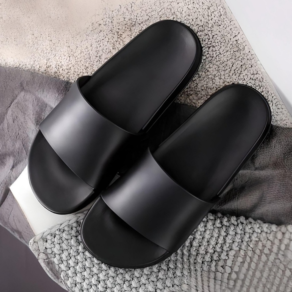Sandal Slide Slop Hitam Polos / Sandal Slide Pria Wanita / Sandal Hitam Polos / Sandal Slop Pria Wan