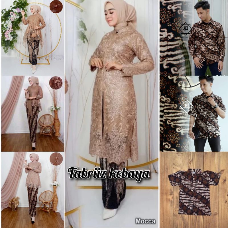 couple kebaya mocca terlaris / couple kebaya dan batik lereng  coklat  / kebaya dan batik warna mocc