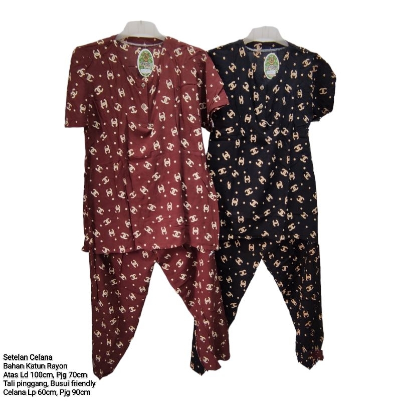 Setelan celana setcel pendek wanita rayon