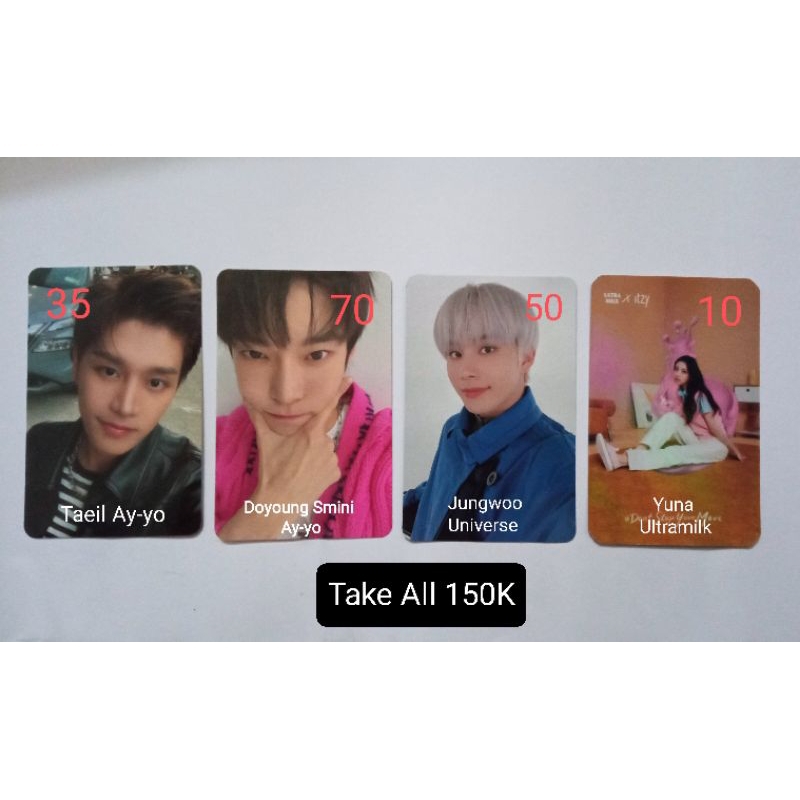 [Ready Siap Kirim] Photocard/pc Taeil, Doyoung, Jungwoo, Yuna, Nct127, Itzy, smini ayyo, universe, u