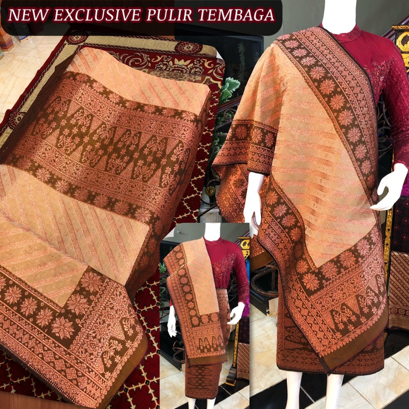 Exclusive Songket pulir Tembaga ORI songket tenun asli palembang /ilham songket palembang coklat
