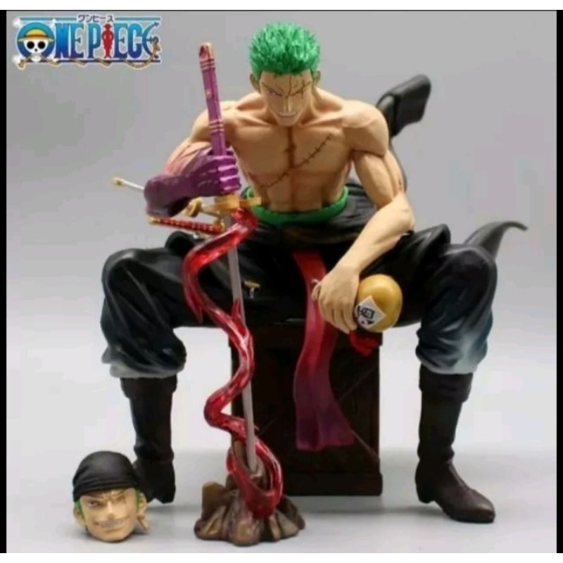 Figure anime one piece zoro enma sitting 2 kepala
