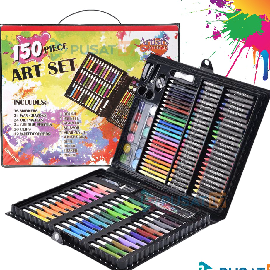 

✾✱ PUSAT17 ALAT TULIS SET CRAYON COLOURING SET 150PCS / ART SET 150PCS PENSIL WARNA SET ALAT LUKIS ANAK KRAYON SET