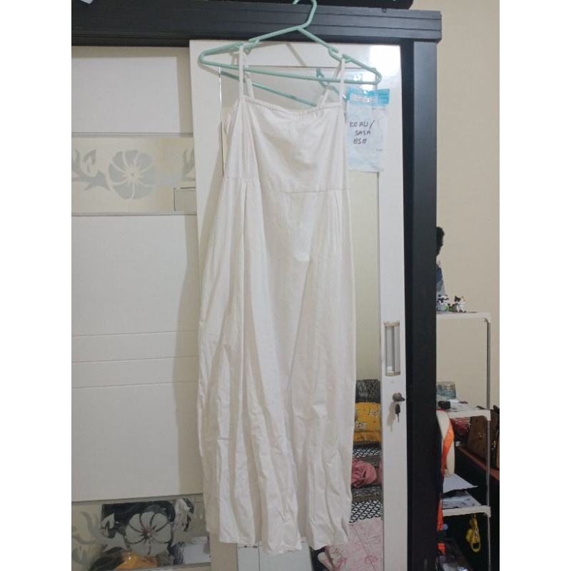 dress putih panjang polos preloved