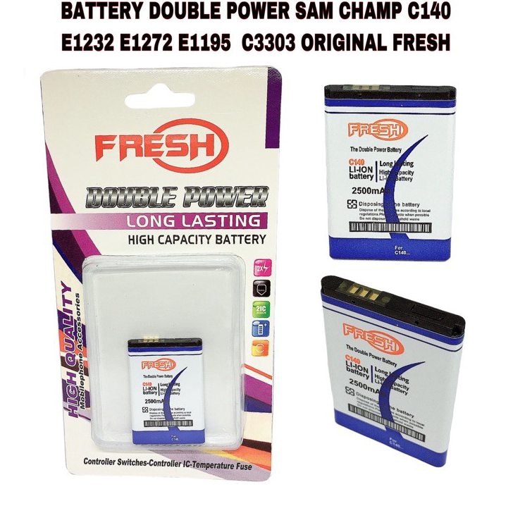 BFCX5095 TERBARU  BATTERY BATERAI DOUBLE POWER SAMSUNG LIPAT C140 E1272 ORIGINAL FRESH