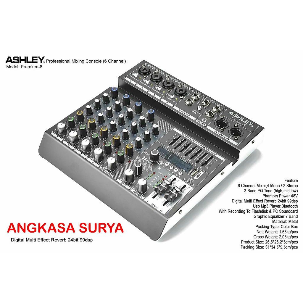 MIXER AUDIO ASHLEY PREMIUM 6 ORIGINAL / MIXER 6 CHANNEL ASHLEY PREMIUM6