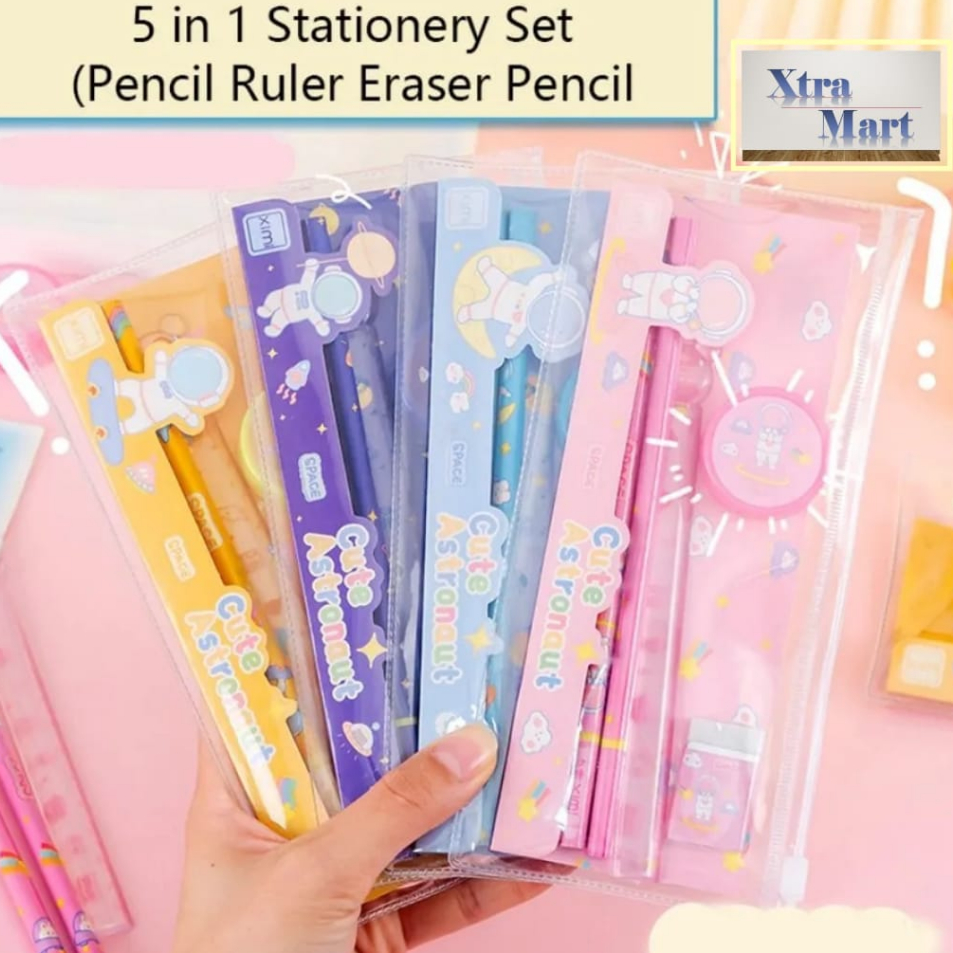 

☋➔✰✪ XM - Set Alat Tulis Sekolah Karakter Astronot 5 in 1