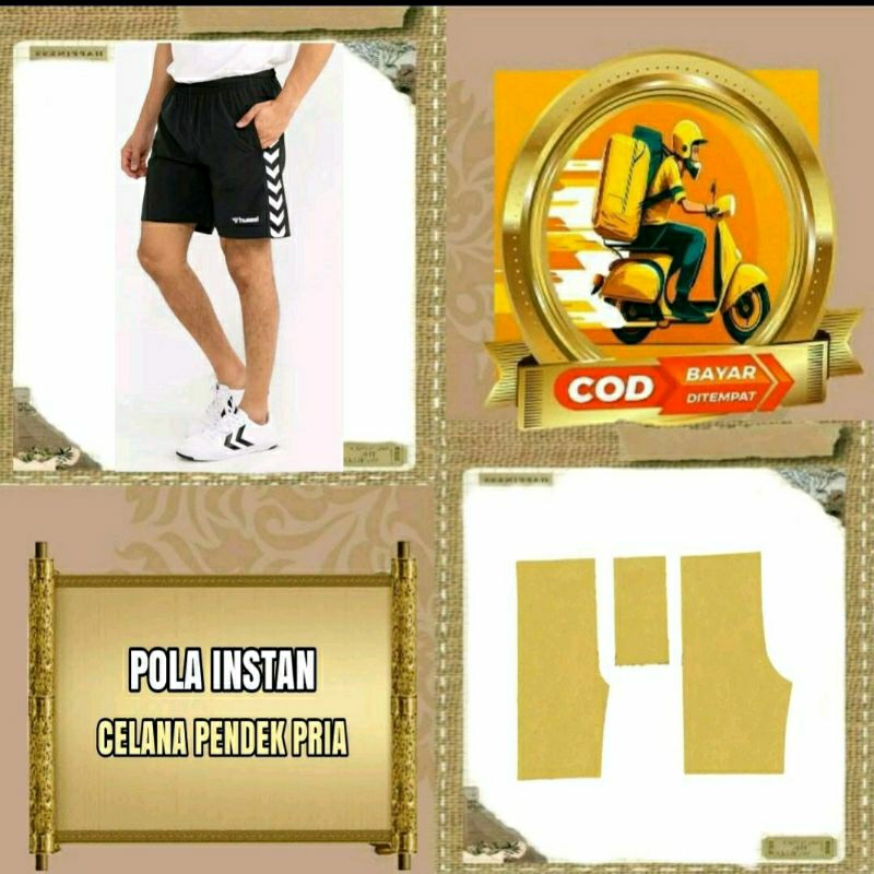 Pola Instan Celana Pendek Pria - Pola jiplak Husnul hikmah shop