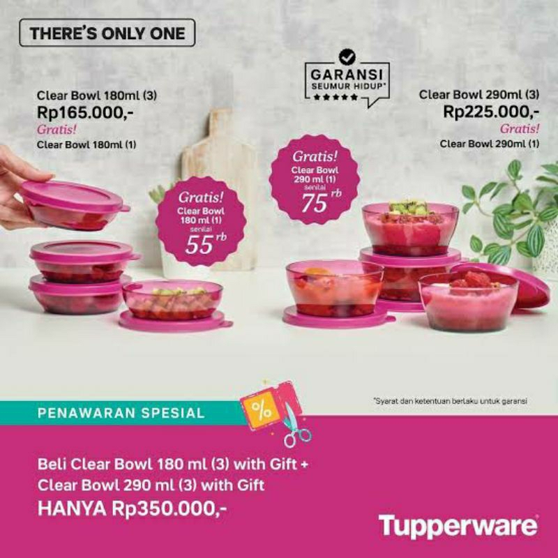 tupperware clear bowl cristal acrilic PROMO ORI