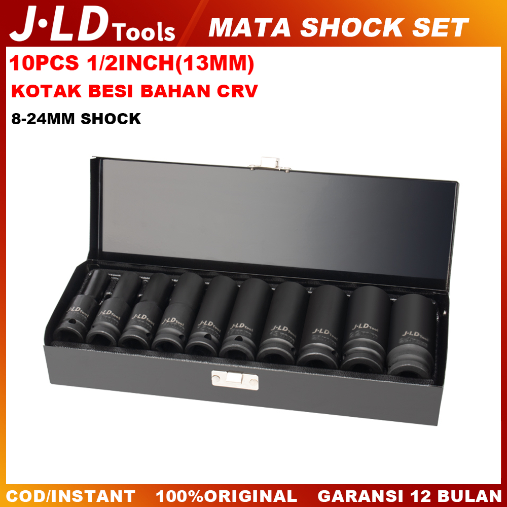 JLD 10Pcs Mata Shock 1/2 8-24mm Impact Kunci mata/Kunci shock Impact socket set/Impact sock impact