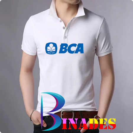 JUAL Baju tshirt kerah Model Kaos Kerah BANK BCA Logo dada BINADES