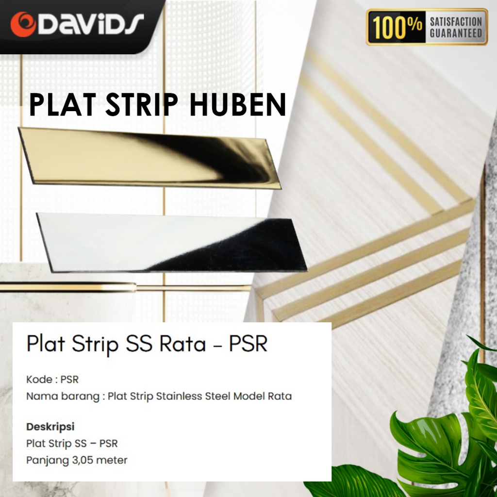 List Plat Strip Mirror Sticker Tembok Gold Dekorasi Dinding Huben