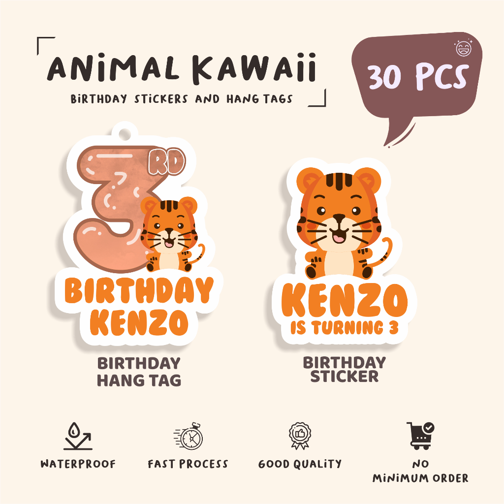 

(30pcs)label hang tag ANIMAL KAWAII /cute/lucu cetak hang tag ulang tahun/label stiker diecut/murah/label ulang tahun/suvemir ultah/stiker diecut/hangtag diecut