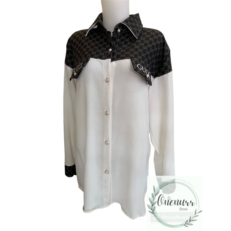 KEMEJA WANITA KEMEJA CRINKLE KEMEJA CRINKLE KOMBINASI KEMEJA GUCCI