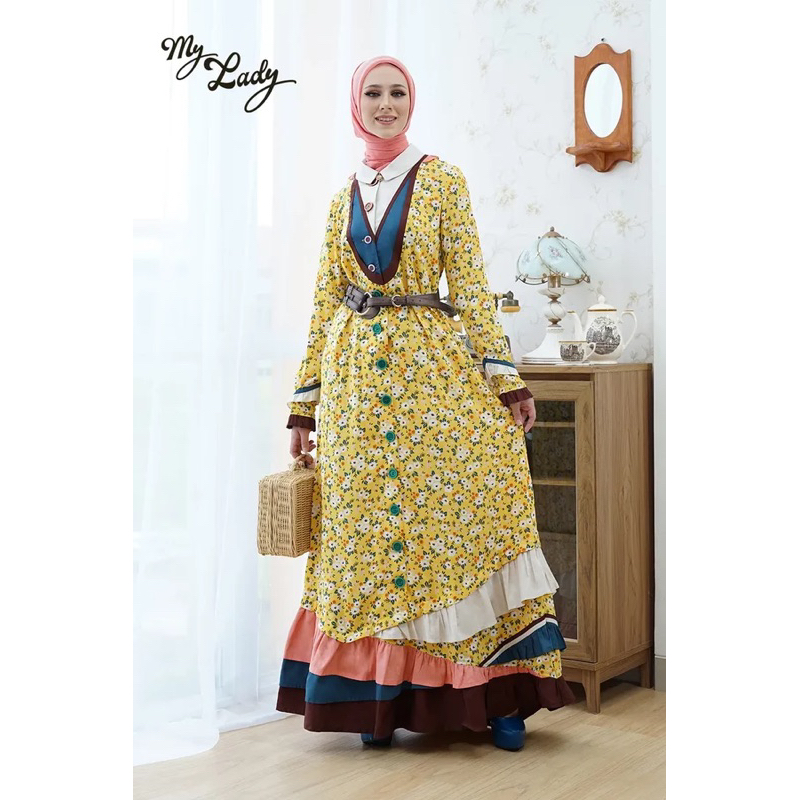 MY LADY -GAMIS TUNEECA MIMOSA T-0523024 /GAMIS DRESS BUSANA MUSLIMAH CANTIK SIMPEL