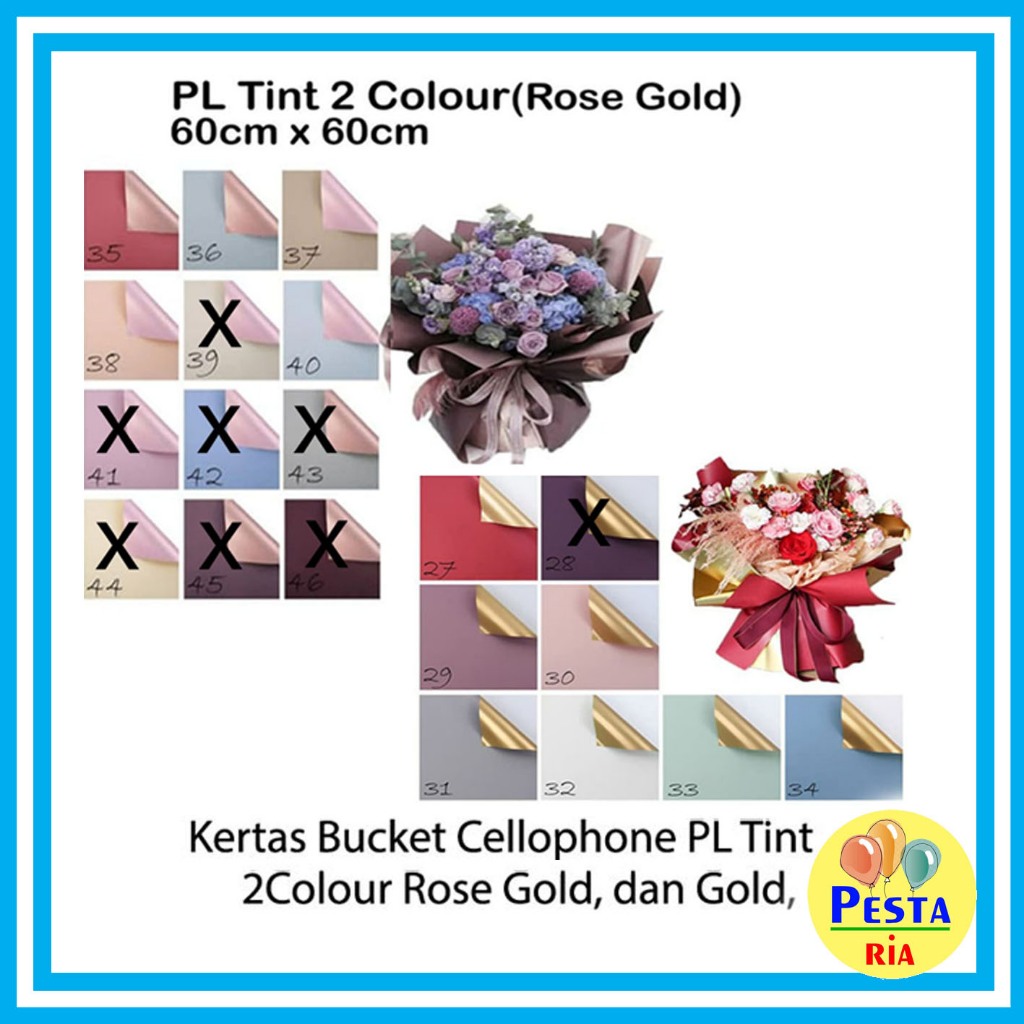 

Murah!! (5 Lembar) Kertas Buket Polos Kilap, kertas buket bunga, cellophane wrapping paper, flower wrapping paper