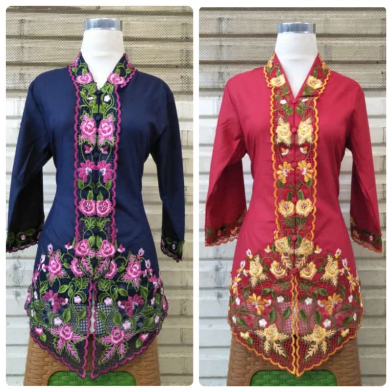 Kebaya Encim Betawi Bordir Katun Lengan 7/8