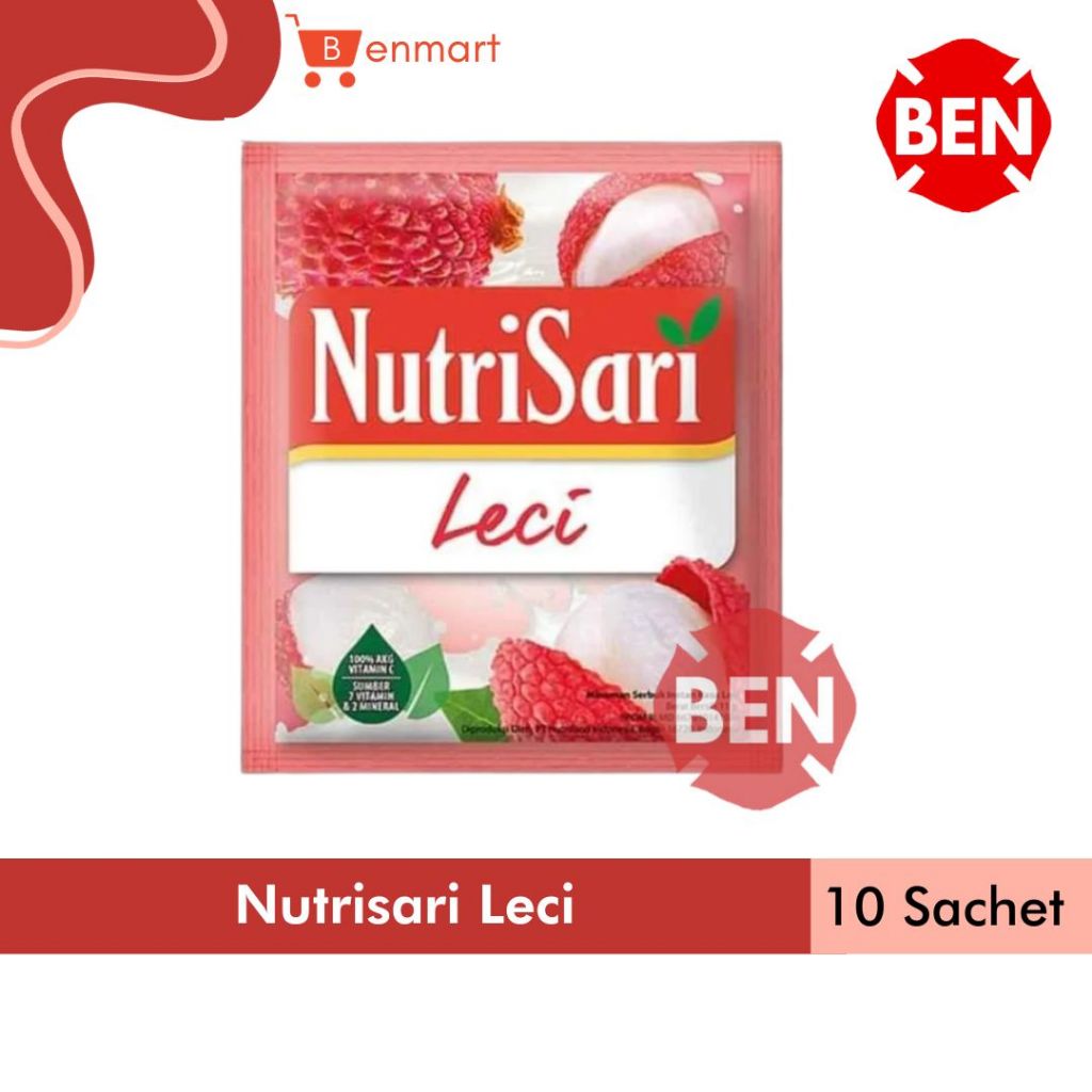 

Nutri Sari Leci 1 Renceng 10 Sachet Bungkus Pcs - Nutrisari Lychee Pak