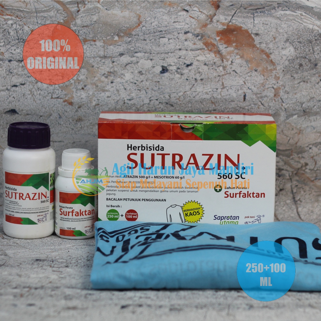 HERBISIDA SUTRAZIN 560 SC 250 ML + 100 ML HERBISIDA SELEKTIF JAGUNG BERHADIAH KAOS