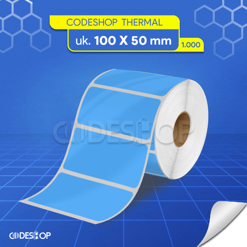

Stiker Label Inventaris Barcode Dus Produk Warehouse Thermal 100x50 mm Biru
