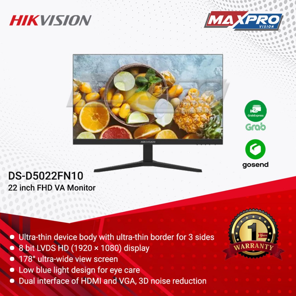 DS-D5022FN10 - HIKVISION MONITOR 22 INCH FHD IPS SCREEN