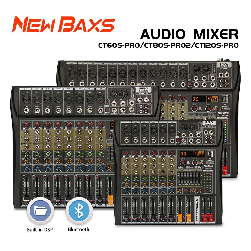 NEW BAXS CT60S-PRO/CT80S-PRO/CT120S-PRO Audio Mixer  Professional 6/8/12 channel Built-in DSP99 2-la