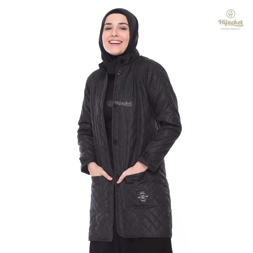 HIJACKET - Jaket Hijaber BELVA Black Ebony | Jaket Wanita Panjang | Outerwear For Hijaber