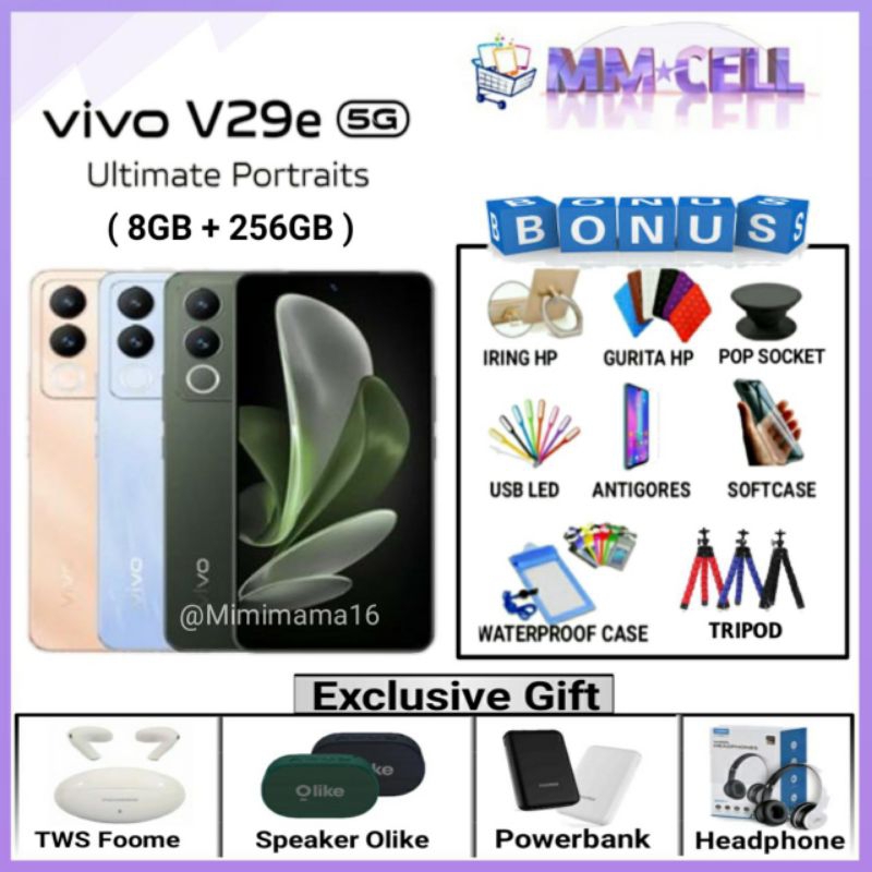 VIVO V29E 5G RAM 8/256 GB | VIVO V29 E 5G 8/256 GB GARANSI RESMI VIVO INDONESIA