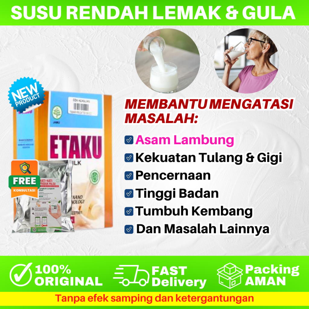 

Susu Rendah Lemak dan Gula Susu Low Fat Etaku Goat Milk 200gr Susu Kambing Etawa