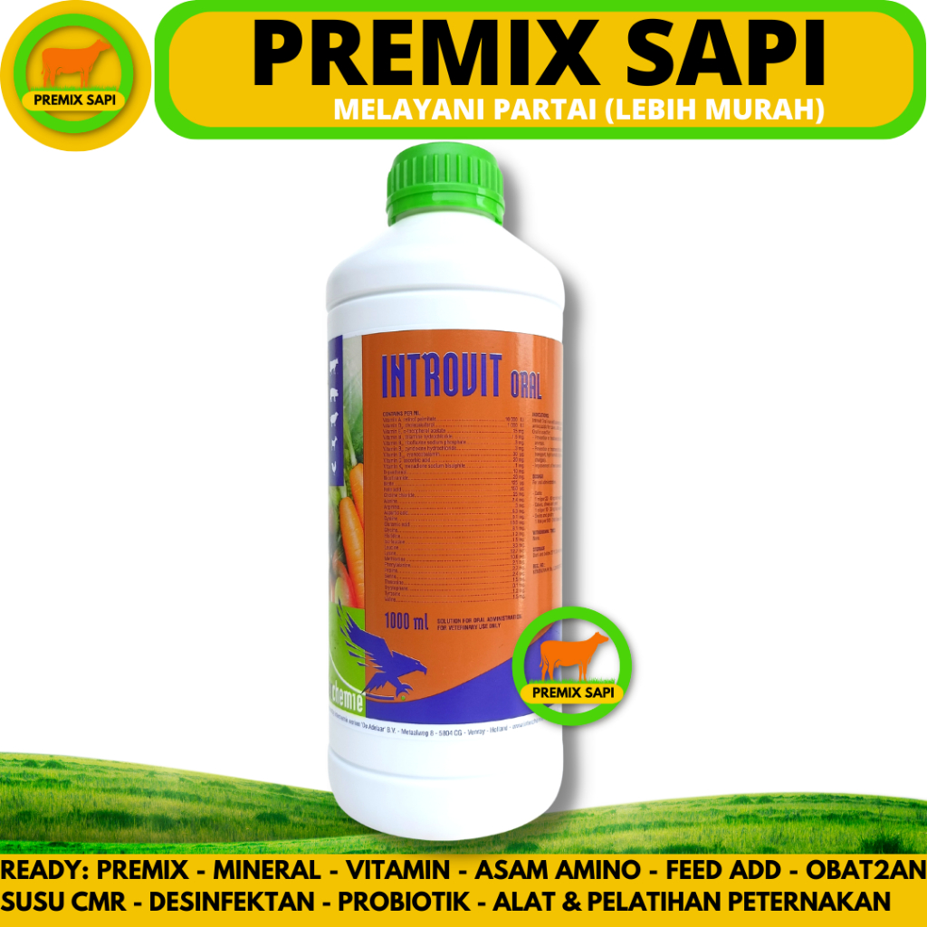 INTROVIT ORAL 1 Liter Multivitamin & Asam Amino Mempercepat Pertumbuhan dan Meningkatkan Produksi He