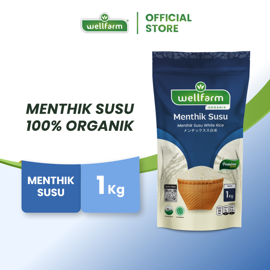 WellFarm Beras Organik Mentik Susu Wangi Premium 1Kg