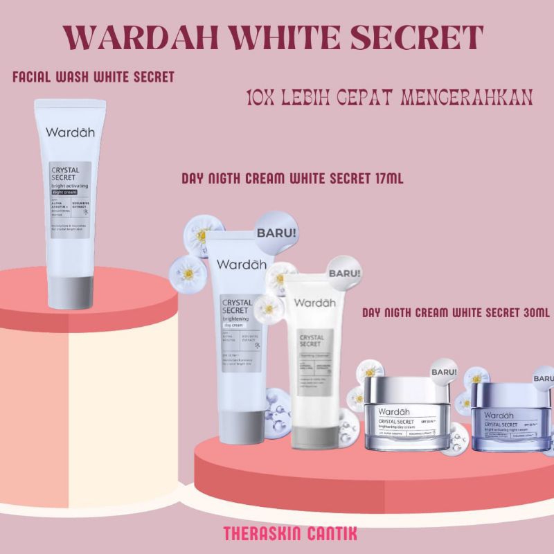 (COD) WARDAH WHITE SECRET CRYSTAL SECRET SERIES/ DAY NIGHT CREAM BRIGHTENING/ FACE WASH / MOISTURIZE