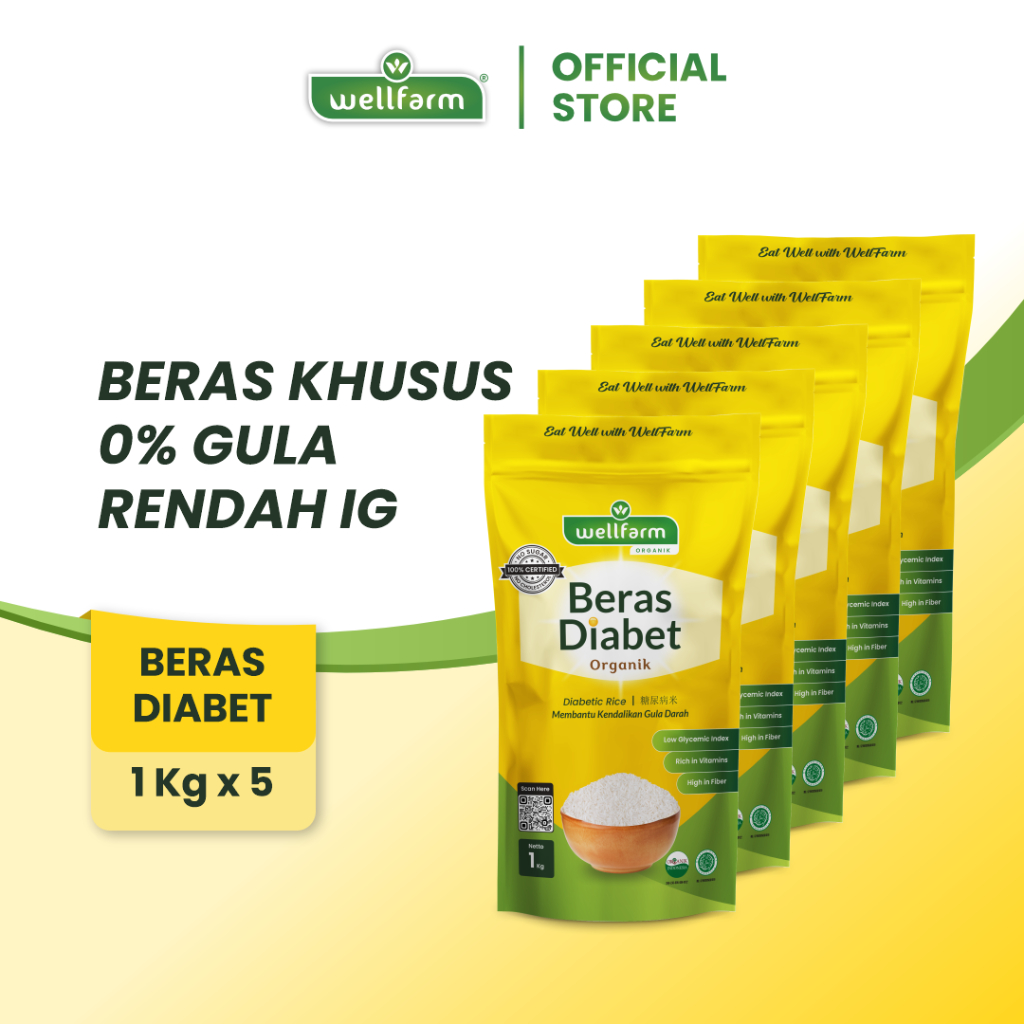 Wellfarm Beras Diabetes Organik 5Kg Paket Bundling