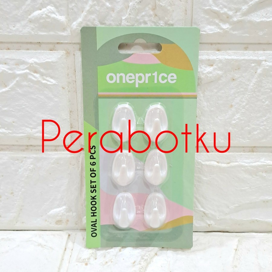 Kapstok Tempel Set 6 Pcs HW980 / Oval Hook Hanger Gantungan Dinding onepr1ce