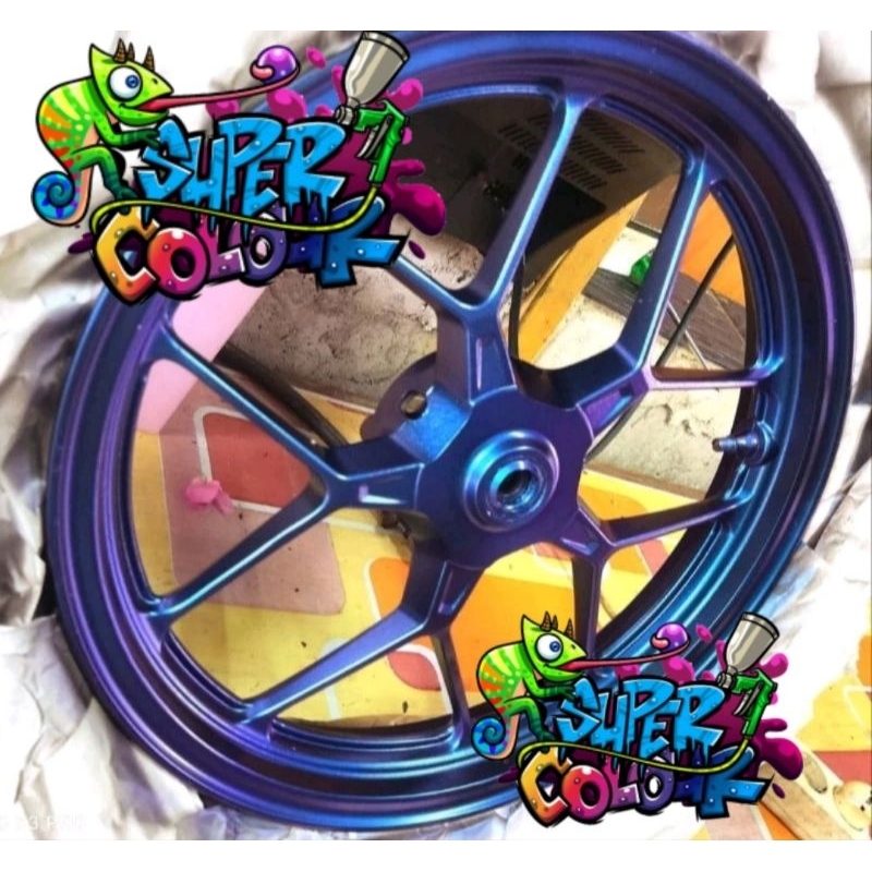 cat bunglon 3 warna blue red prpule 1000ml,1kg gratis tiner Pu100ml