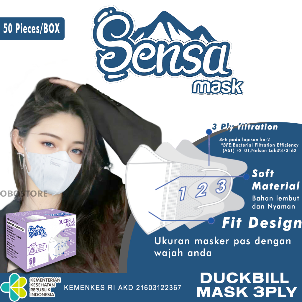 Masker Duckbill SENSA Earloop 50 pcs