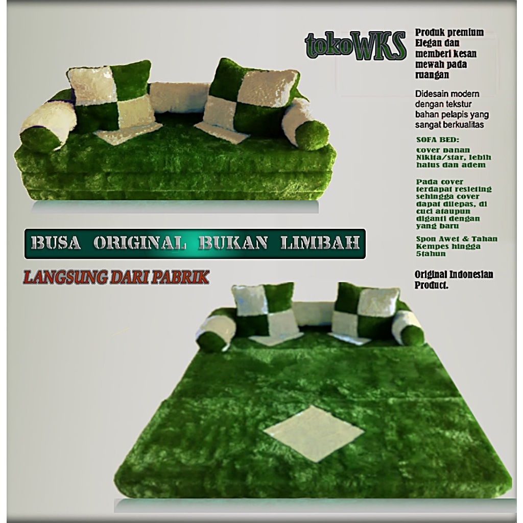 Kasur Lipat Busa Spon Karakter Kain Bulu Rasfur Sofabed
