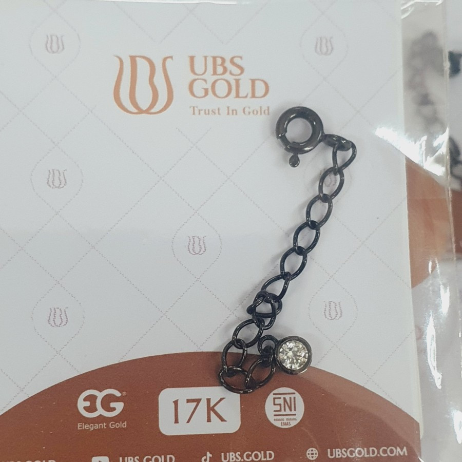 extension gelang kalung warna black 5 cm an ad emas 75% 750 75 % 17k