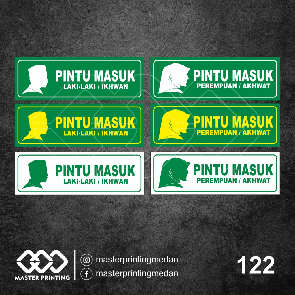 

122 - Stiker Pintu Masuk Laki-laki dan Perempuan, Sticker Vinyl, Tahan Air, Termurah, Bisa Custom
