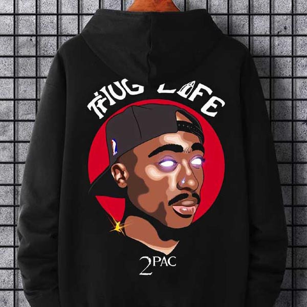 Jaket Hoodie 2Pac Thug Life Tupac Shakur Hoodie Bahan Cotton Fleece | Pullover & Zipper | Bisa COD