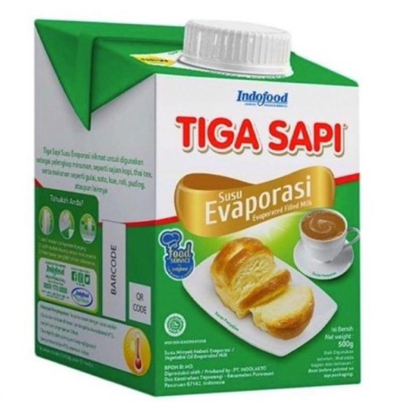 Susu Evaporasi Tiga Sapi 500gr / susu milk evaporate / Tiga Sapi Susu Evaporasi