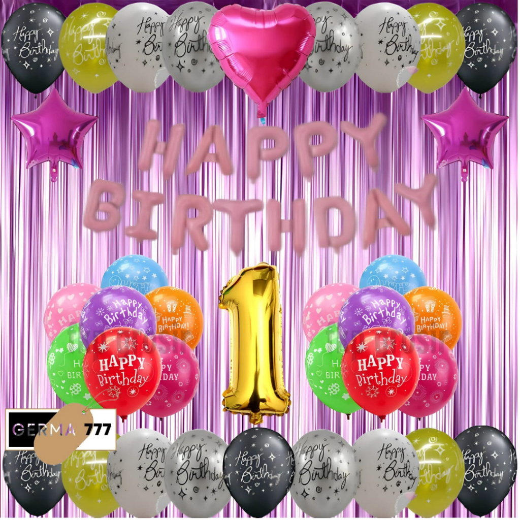 Dekor Ulang Tahun Simple Balon Happy Birthday Dekorasi Hiasan Pesta Ultah Anak Simple
