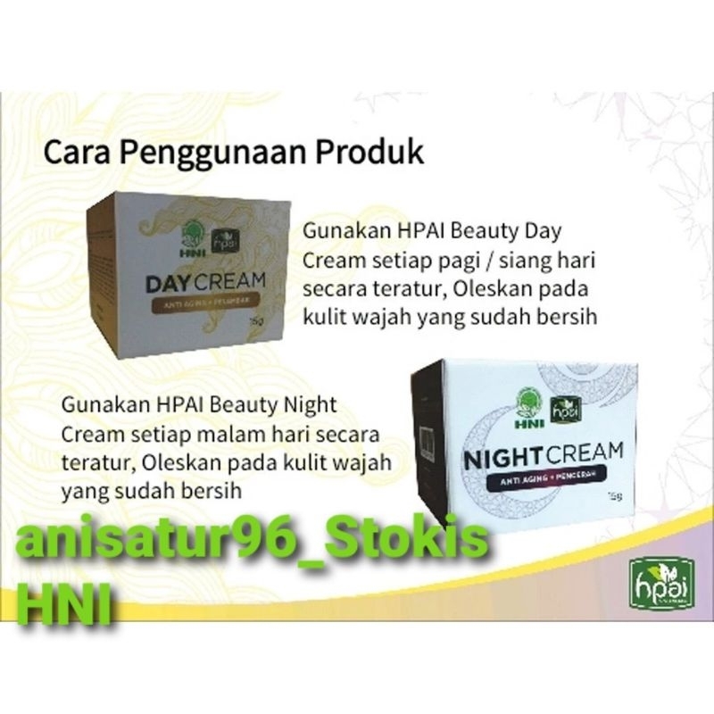 night cream & day cream/ krim wajah siang dan malam HNI HPAI