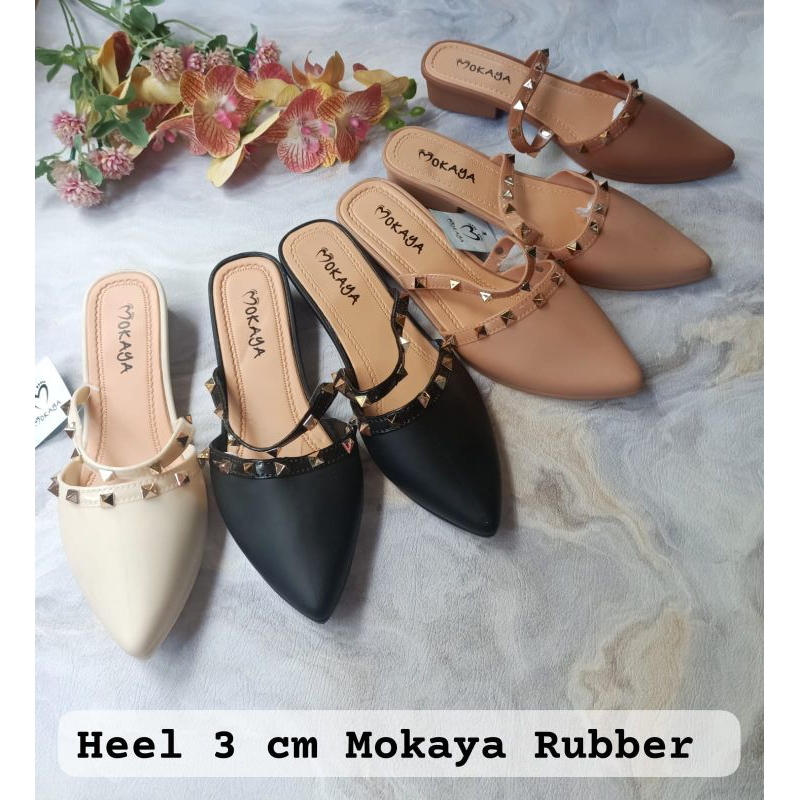 sepatu sandal slop heel 3cm import wanita