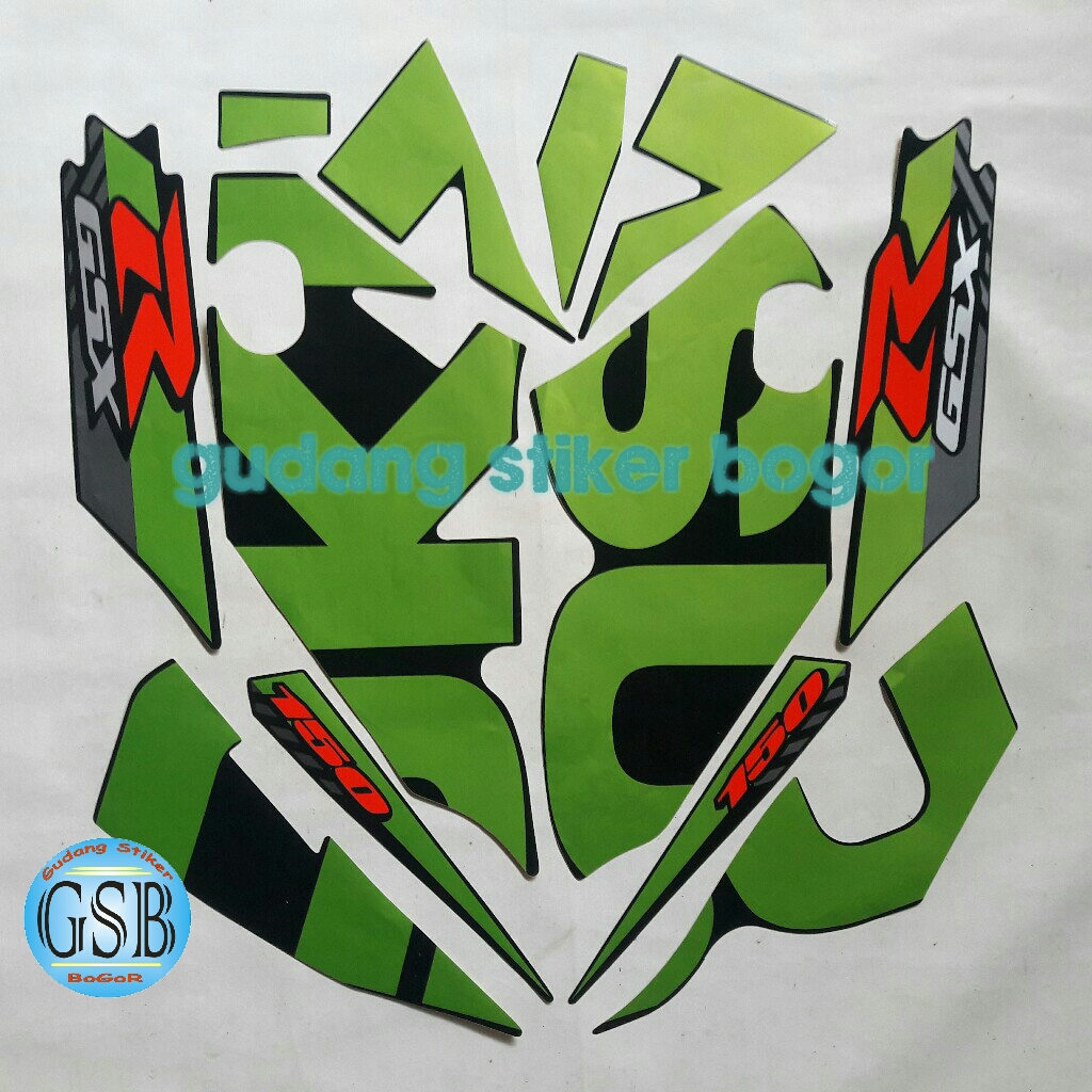 STIKER STRIPING MOTOR GSX 150R 2016 HITAM-HIJAU