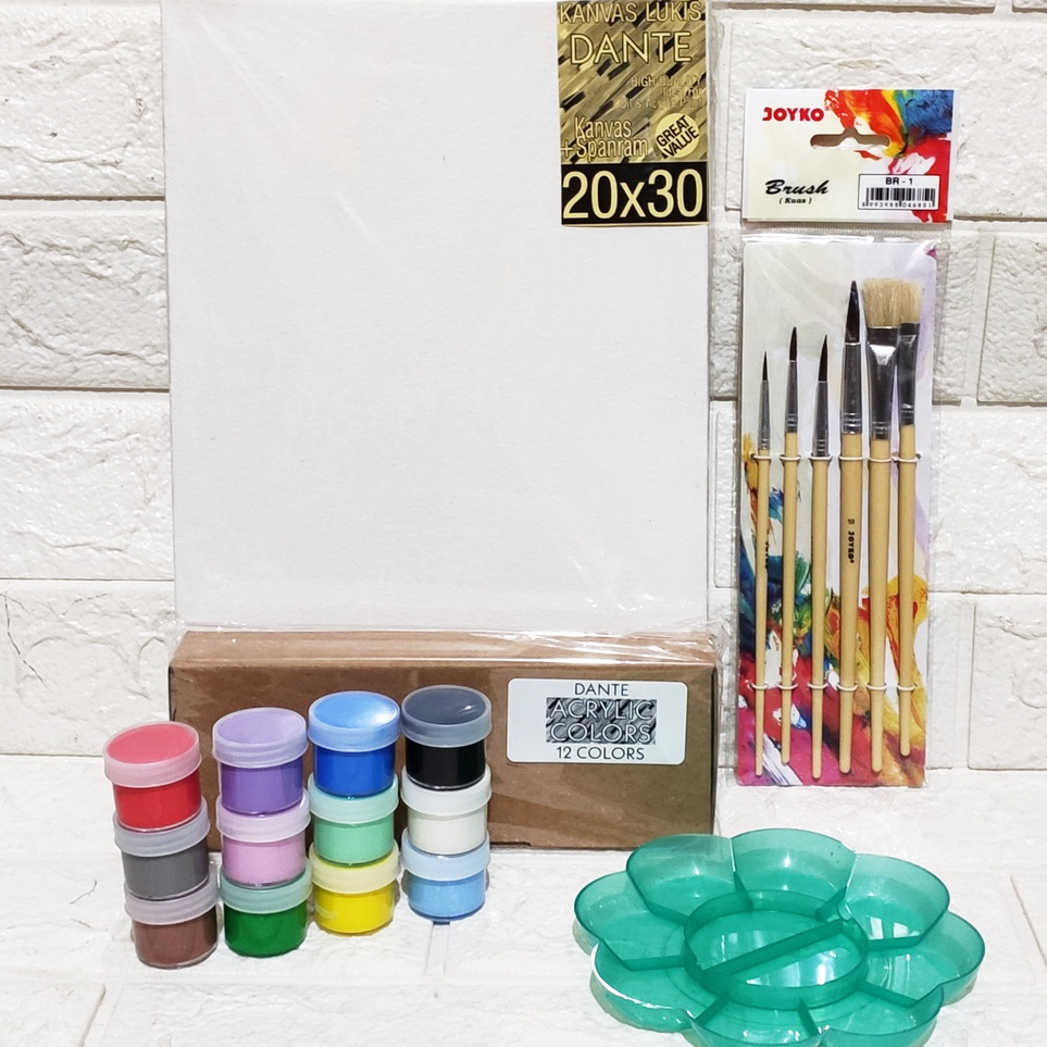 

Promo PAKET MELUKIS SET Kanvas 20X30 Kuas Palet ★★★★