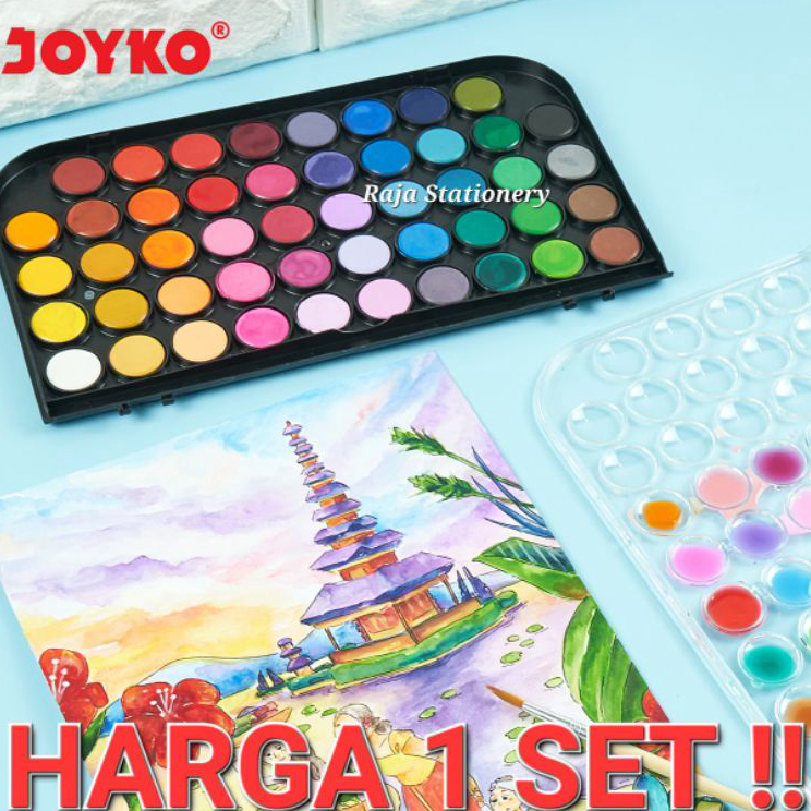 

➾❈❁ Joyko Watercolour Set Art 16 28 36 48 Colours / Alat Cat Air Joyko Melukis Mewarnai Block Kering Warna WC-3 Murah Banget