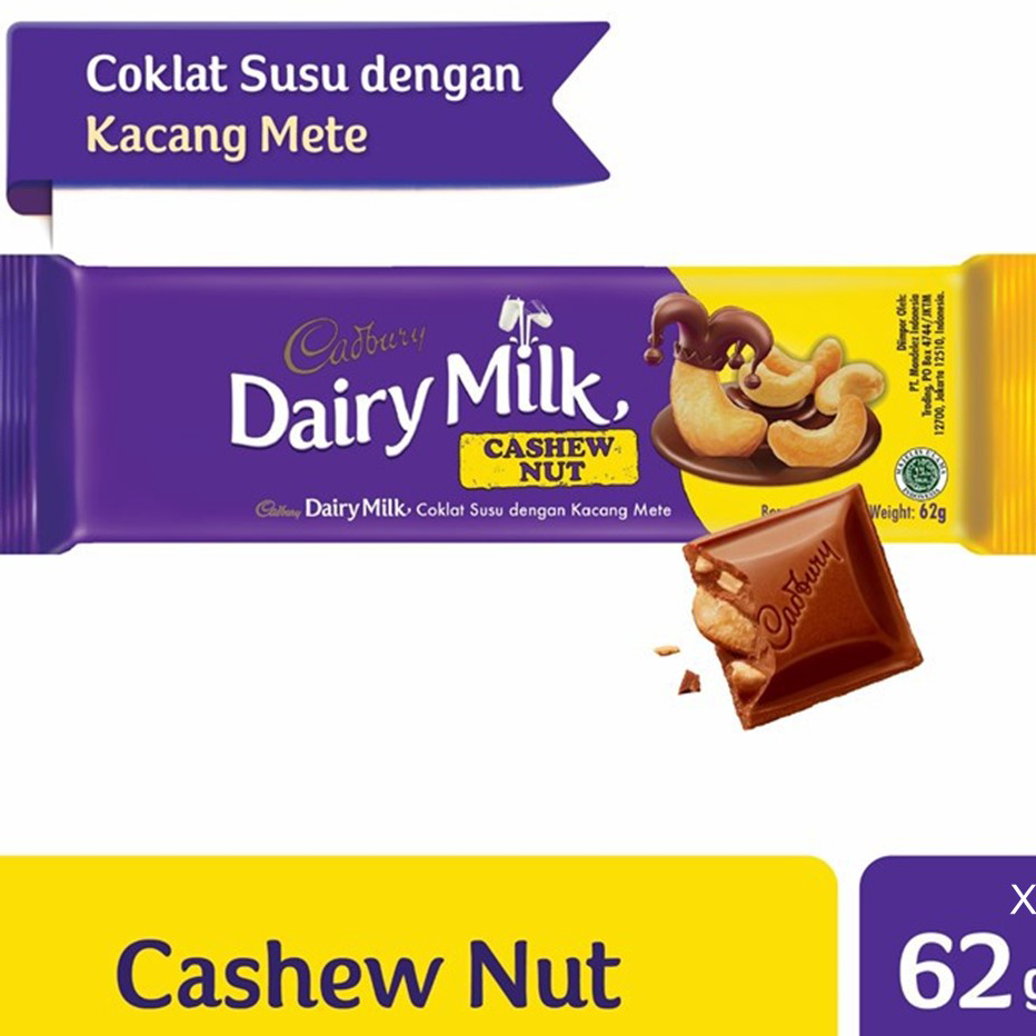 

Grosir Cadbury Coklat Cashew Nut Regular 62g Untuk Camilan x 5